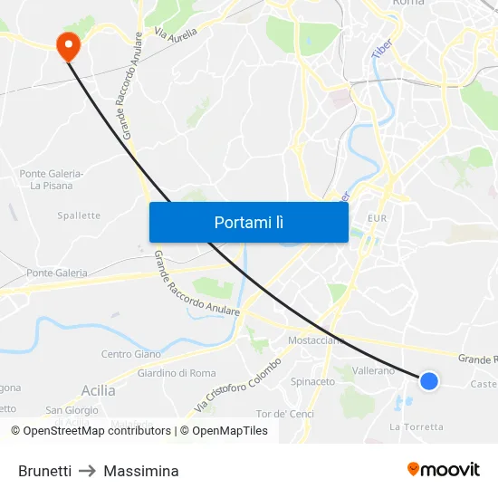 Brunetti to Massimina map