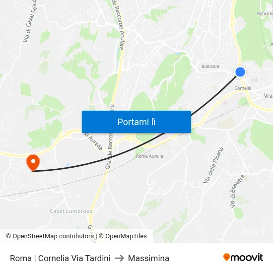 Roma | Cornelia Via Tardini to Massimina map
