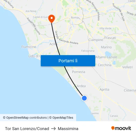 Tor San Lorenzo/Conad to Massimina map