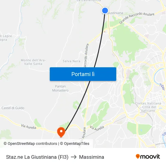 Staz.ne La Giustiniana (Fl3) to Massimina map