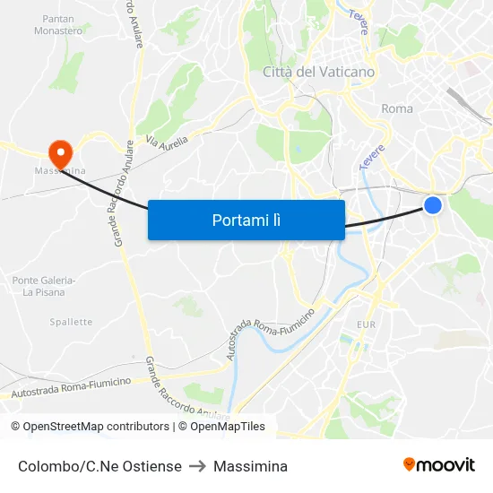 Colombo/C.Ne Ostiense to Massimina map