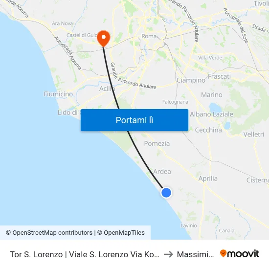 Tor S. Lorenzo | Viale S. Lorenzo Via Koala to Massimina map