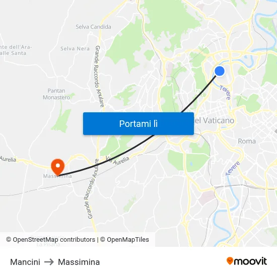 Mancini to Massimina map