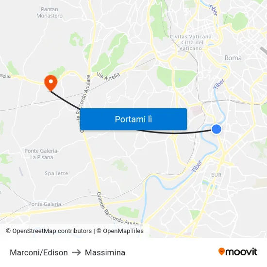 Marconi/Edison to Massimina map