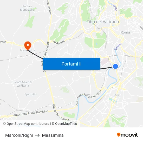 Marconi/Righi to Massimina map