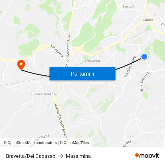 Bravetta/Dei Capasso to Massimina map