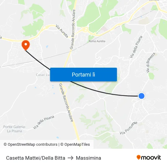 Casetta Mattei/Della Bitta to Massimina map