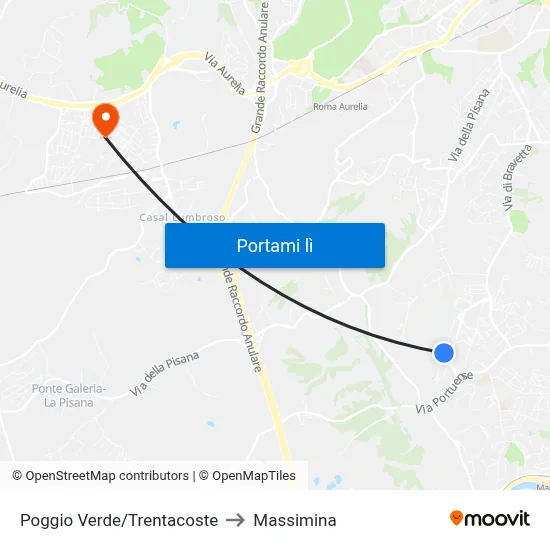 Poggio Verde/Trentacoste to Massimina map
