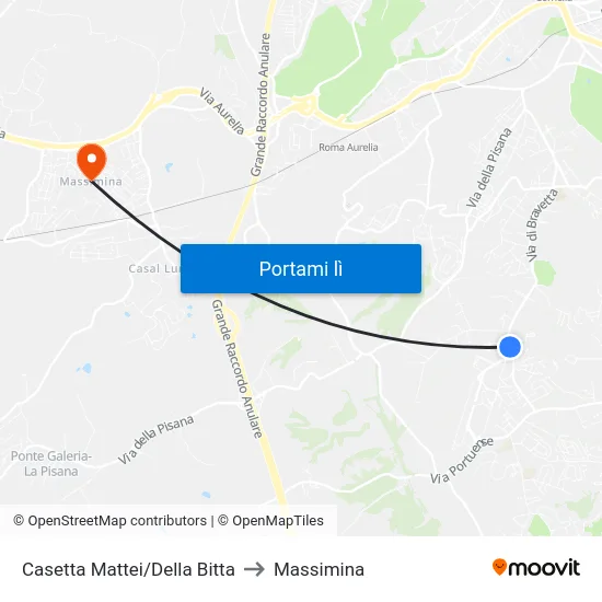 Casetta Mattei/Della Bitta to Massimina map