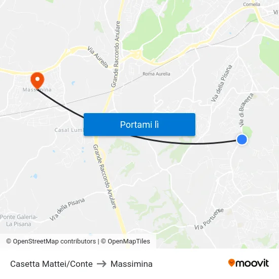 Casetta Mattei/Conte to Massimina map