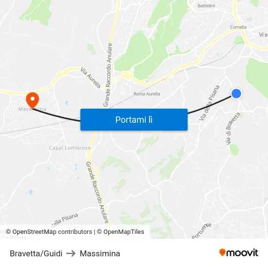 Bravetta/Guidi to Massimina map