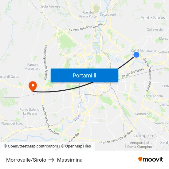 Morrovalle/Sirolo to Massimina map