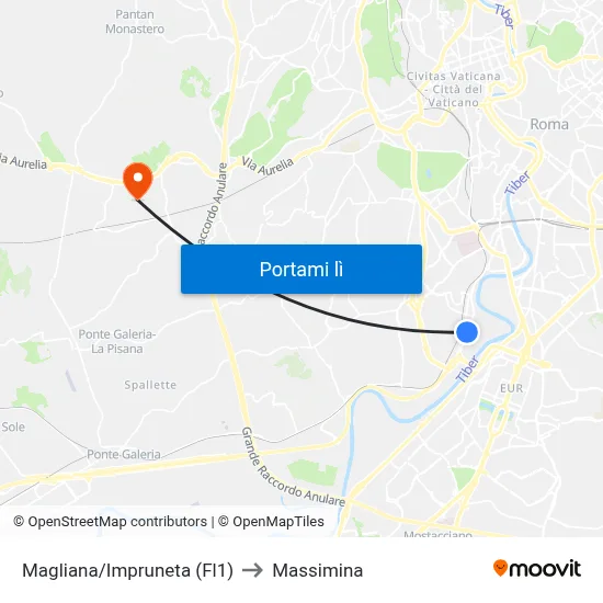 Magliana/Impruneta (Fl1) to Massimina map