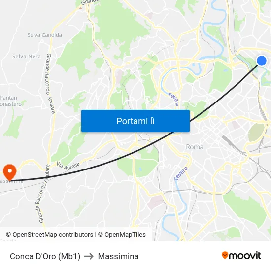 Conca D'Oro (Mb1) to Massimina map