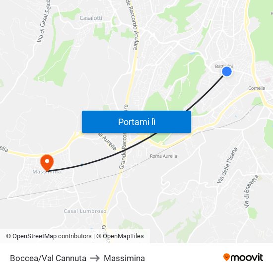 Boccea/Val Cannuta to Massimina map