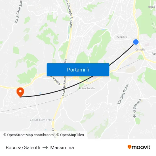 Boccea/Galeotti to Massimina map
