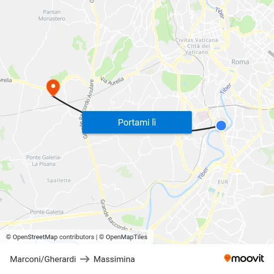 Marconi/Gherardi to Massimina map