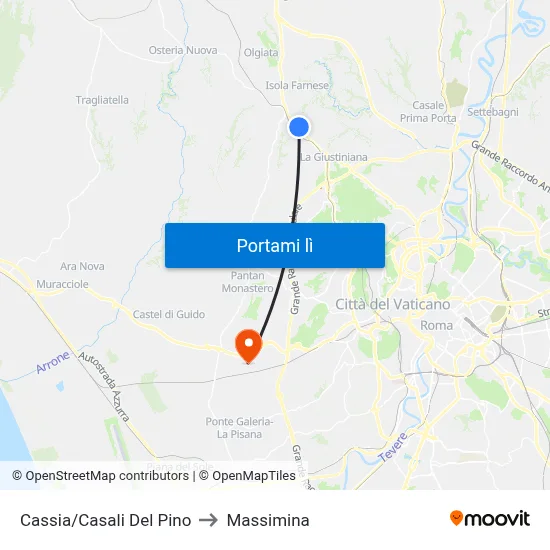 Cassia/Casali Del Pino to Massimina map