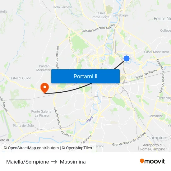Maiella/Sempione to Massimina map