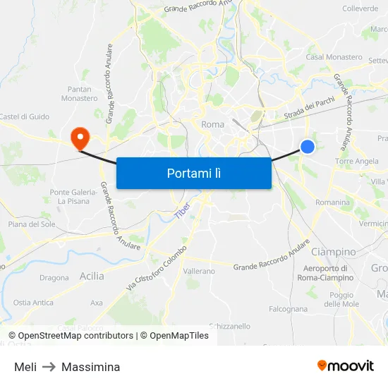 Meli to Massimina map