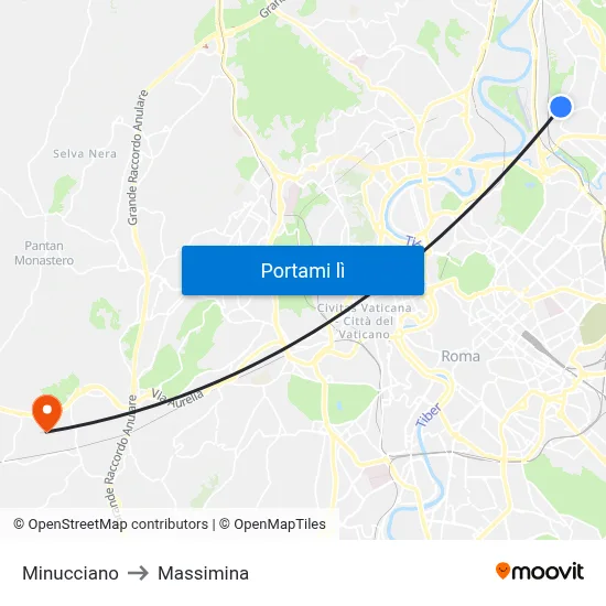 Minucciano to Massimina map
