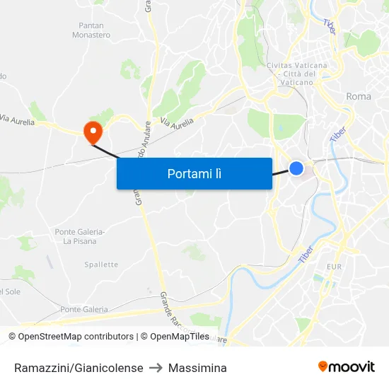 Ramazzini/Gianicolense to Massimina map