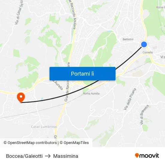 Boccea/Galeotti to Massimina map