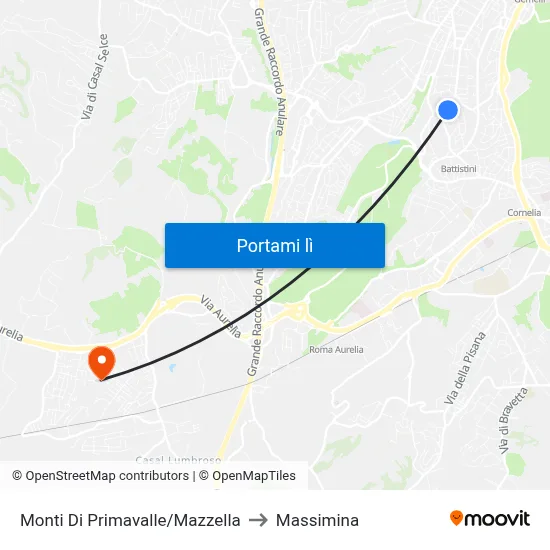 Monti Di Primavalle/Mazzella to Massimina map