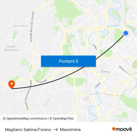 Magliano Sabina/Forano to Massimina map