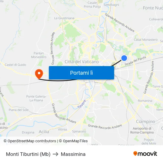 Monti Tiburtini (Mb) to Massimina map