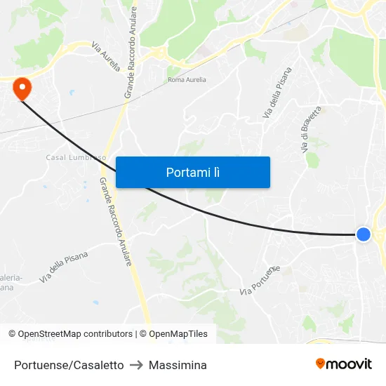 Portuense/Casaletto to Massimina map