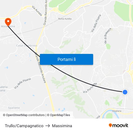 Trullo/Campagnatico to Massimina map