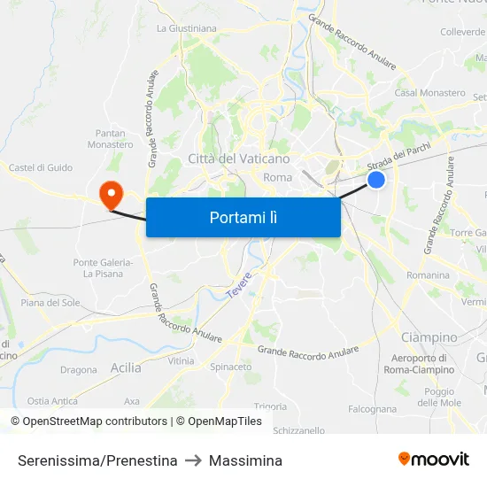 Serenissima/Prenestina to Massimina map