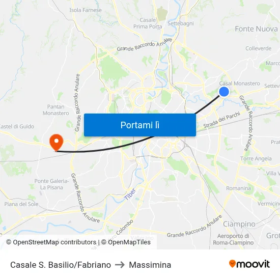 Casale S. Basilio/Fabriano to Massimina map