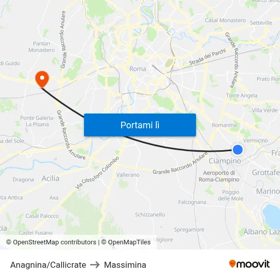 Anagnina/Callicrate to Massimina map