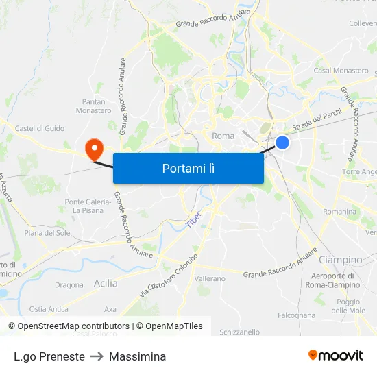 L.go Preneste to Massimina map