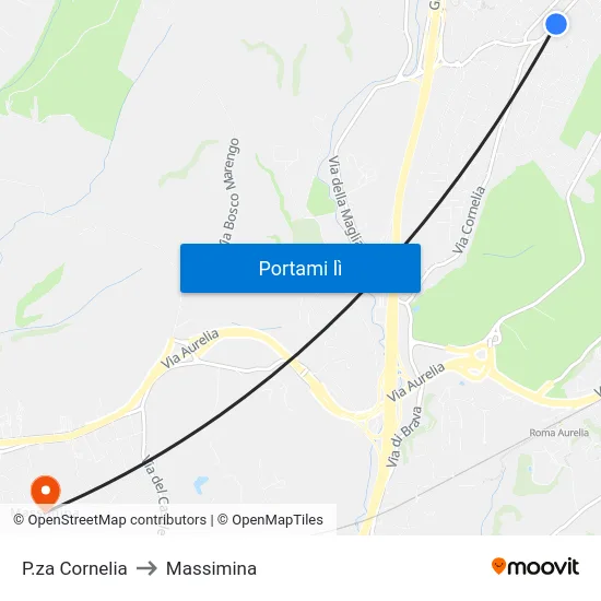P.za Cornelia to Massimina map