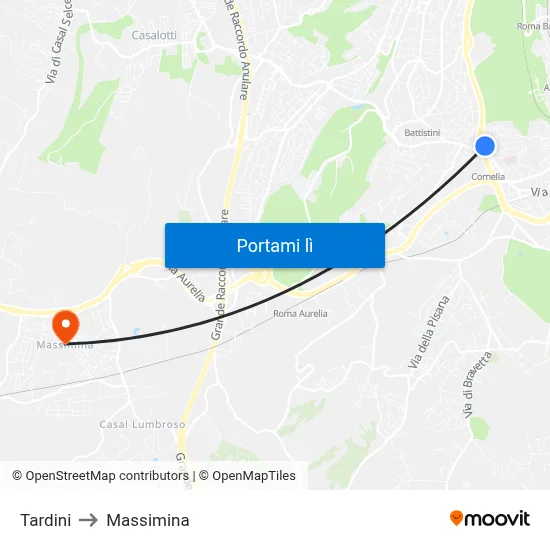 Tardini to Massimina map