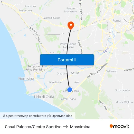 Casal Palocco/Centro Sportivo to Massimina map