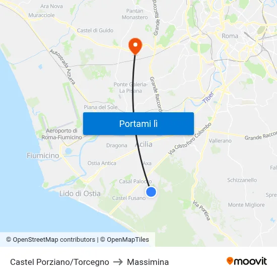 Castel Porziano/Torcegno to Massimina map