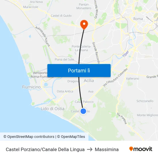 Castel Porziano/Canale Della Lingua to Massimina map