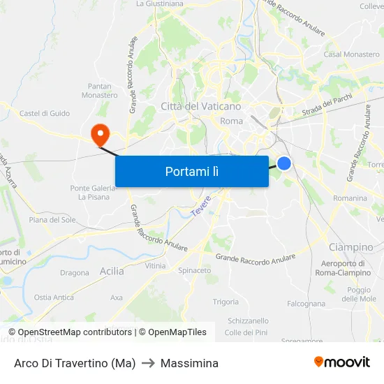 Arco Di Travertino (Ma) to Massimina map