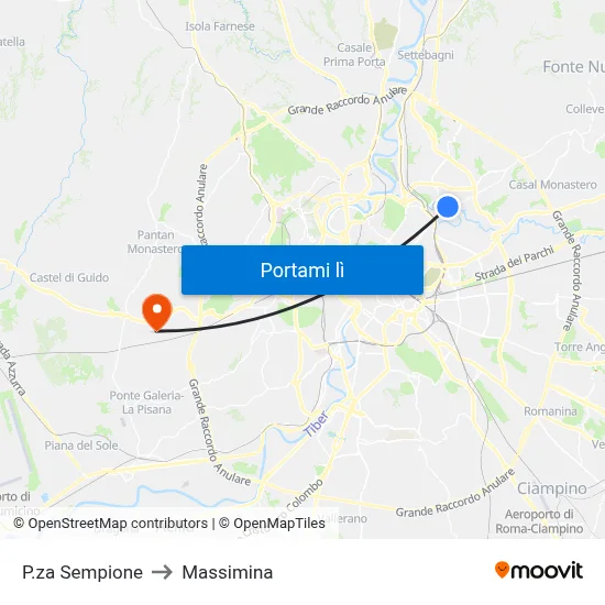 P.za Sempione to Massimina map