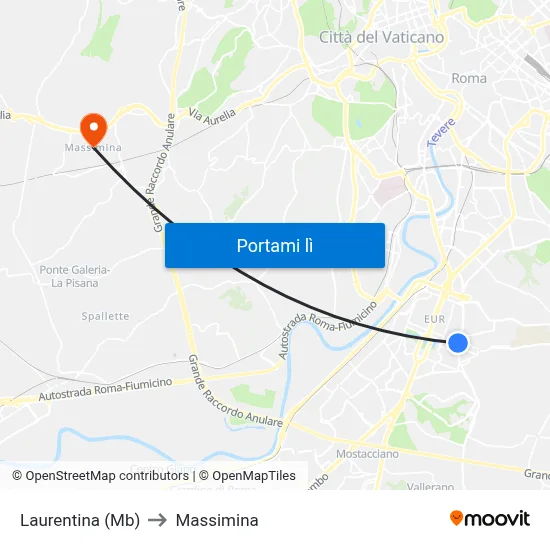 Laurentina (Mb) to Massimina map