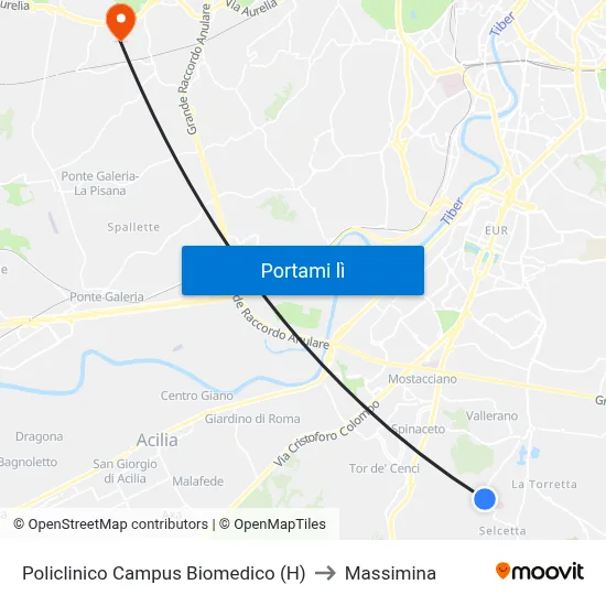 Policlinico Campus Biomedico (H) to Massimina map