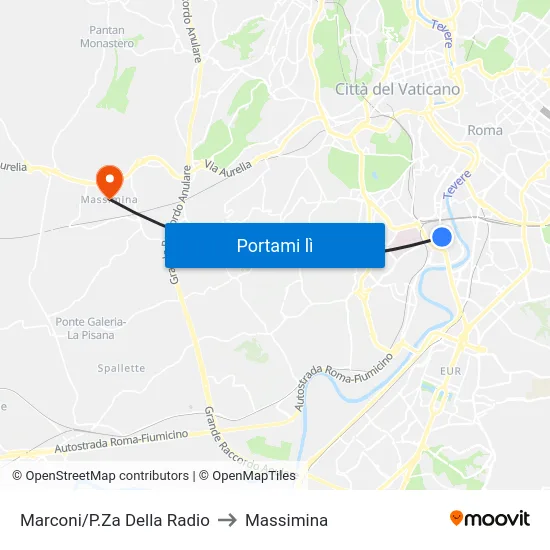 Marconi/P.Za Della Radio to Massimina map