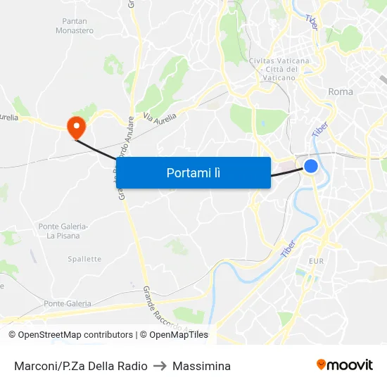Marconi/P.Za Della Radio to Massimina map
