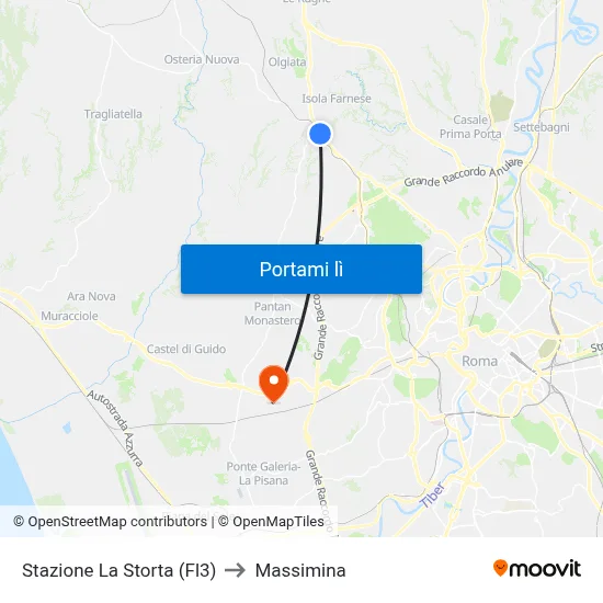Stazione La Storta (Fl3) to Massimina map