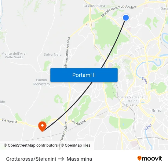 Grottarossa/Stefanini to Massimina map