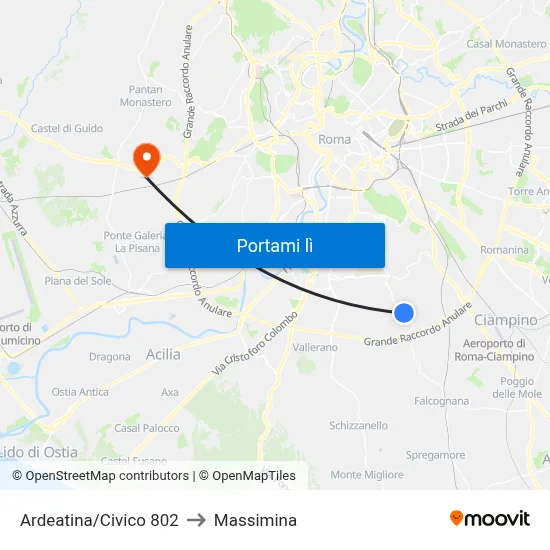 Ardeatina/Civico 802 to Massimina map